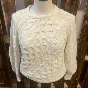 J.Crew diagonal cable-knit sweater woman’s cream sweater NEW Sz small